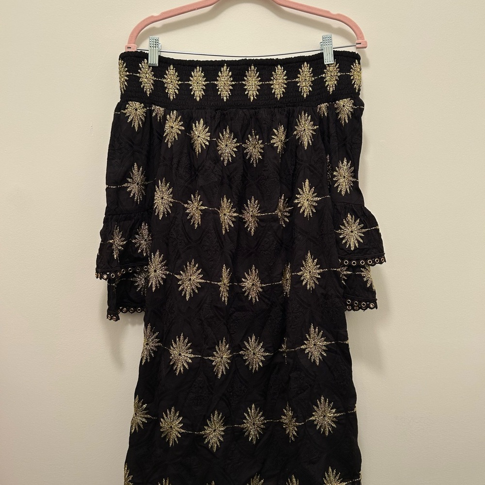 Boston Proper Metallic Detail off the shoulder Dress